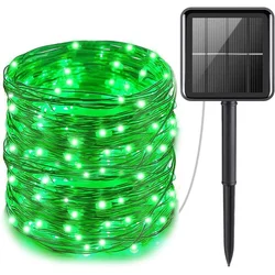 Waterproof Outdoor Solar LED Fairy String Lights - Twinkling Copper Wire for Parties & Garden Decor (Green)
