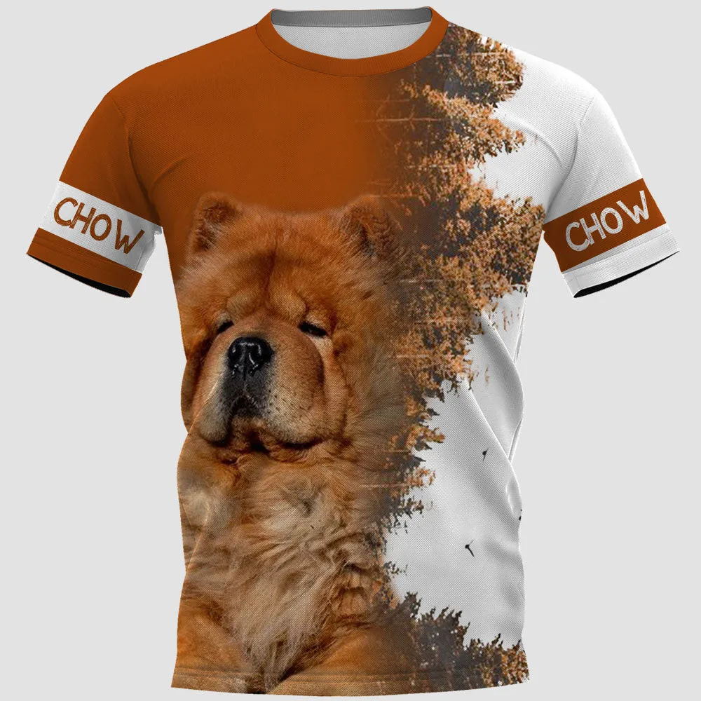 

HX Chow Chow T-shirts 3D Graphic Animal Dog Printed Tees Fashion Pets Pullovers Casual Sportswear Men T-shirt Women Clothing