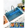 Black Nano Kitchen Sink 304 Stainless Steel Waterfall  Basin Large Single Slot with  Faucet for  4