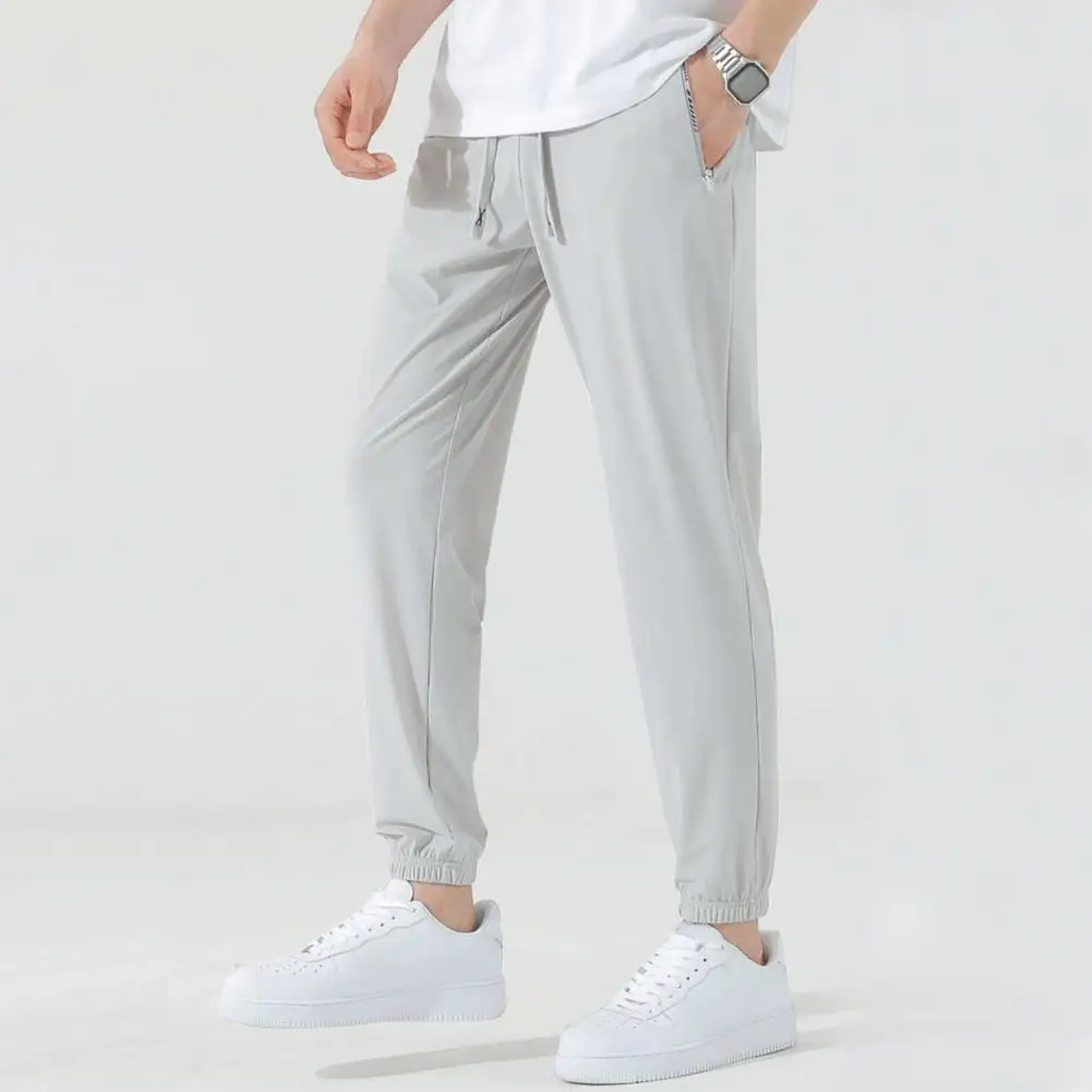 Description Picture 2 of itemMen Sports Pants Quick Dry Unisex Gym Sweatpants With Side Pockets Elastic Waistband Lightweight Ice Silk Joggers For Training