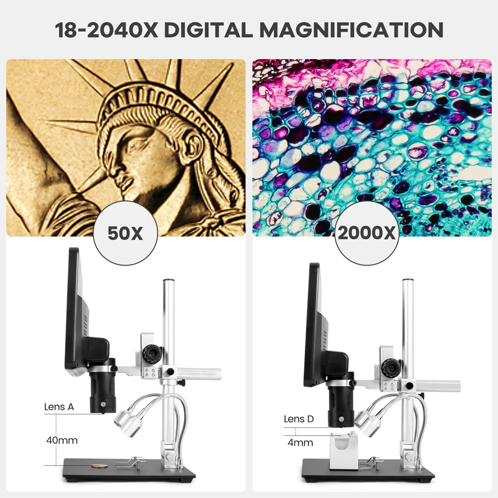 Andonstar Trinocular AD249SM HDMI USB Digital Microscope 2000X 10.1" IPS LCD for Electronics Soldering Tool for PCB Solder Check 5