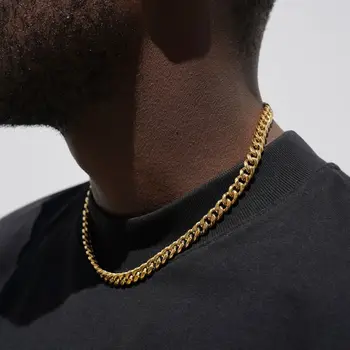 3-11MM Classic Cuban Chain Necklace for Men Women,Silver Black Gold Grey Color Stainless Steel Chains,Basic Punk Jewelry Gift 1