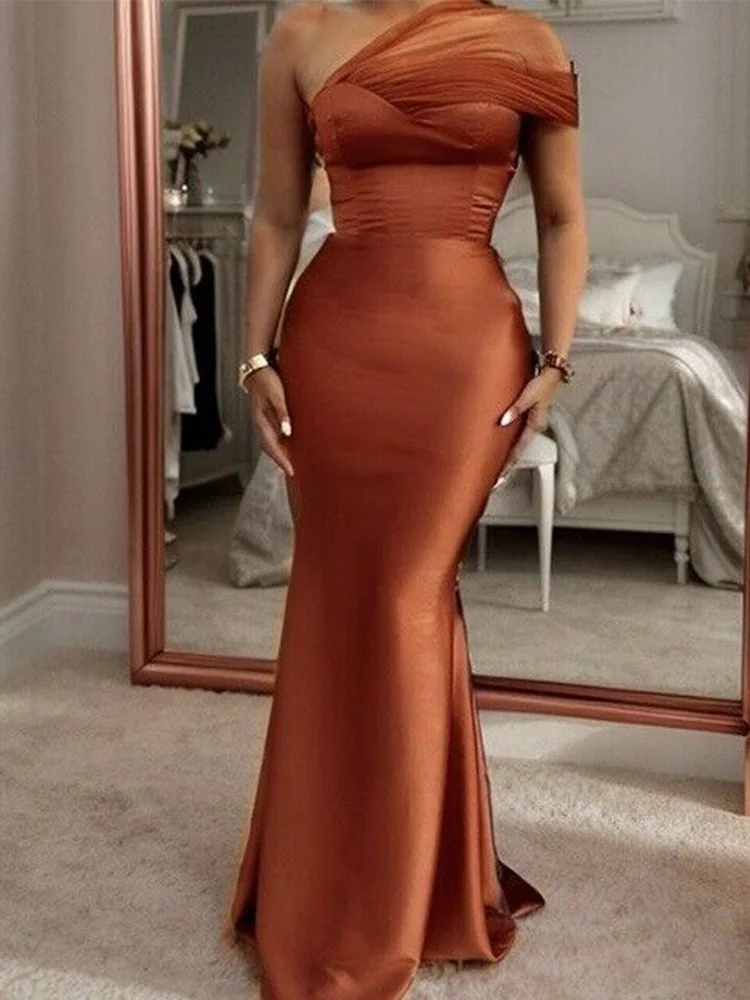 

Long Brown Mermaid Bridesmaid Dresses Lace Up vestidos de fiesta elegantes 2024 Wedding Party Dress