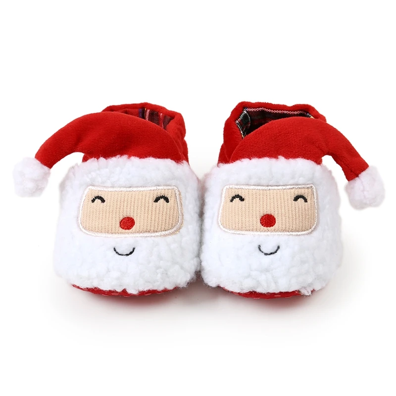 Infant Baby Girl Boy Christmas Shoes Santa Claus Cartoon Fleece Warm Cozy Snow Shoes Newborn Fall Winter Crib Socks 1