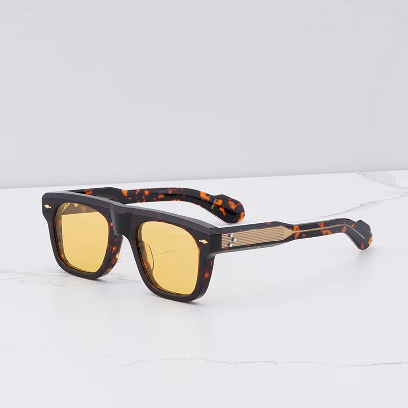 

INS Fashion JMM MISHIMA Sunglasses Male Vintage Square Yellow Tortoise Sunnies 2024 Hand Craft 8.0MM Acetate Solar Glasses Men