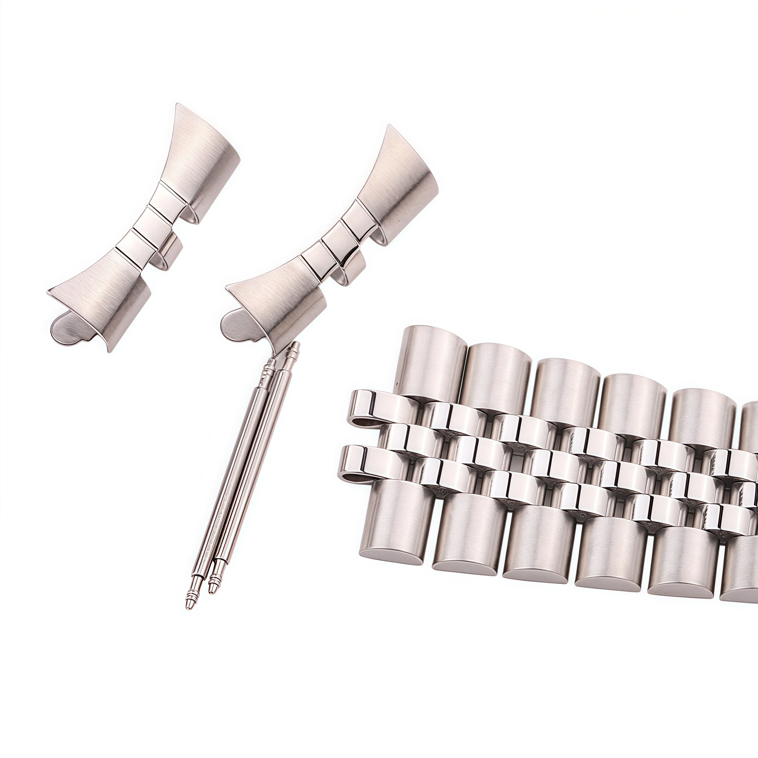 Stainless Steel Silver Watch Bracelet Strap - Curved End Watchband