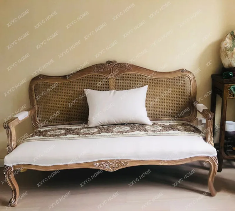 

Wood Carved French Rattan Golden Sofa Bed & Breakfast Sofa