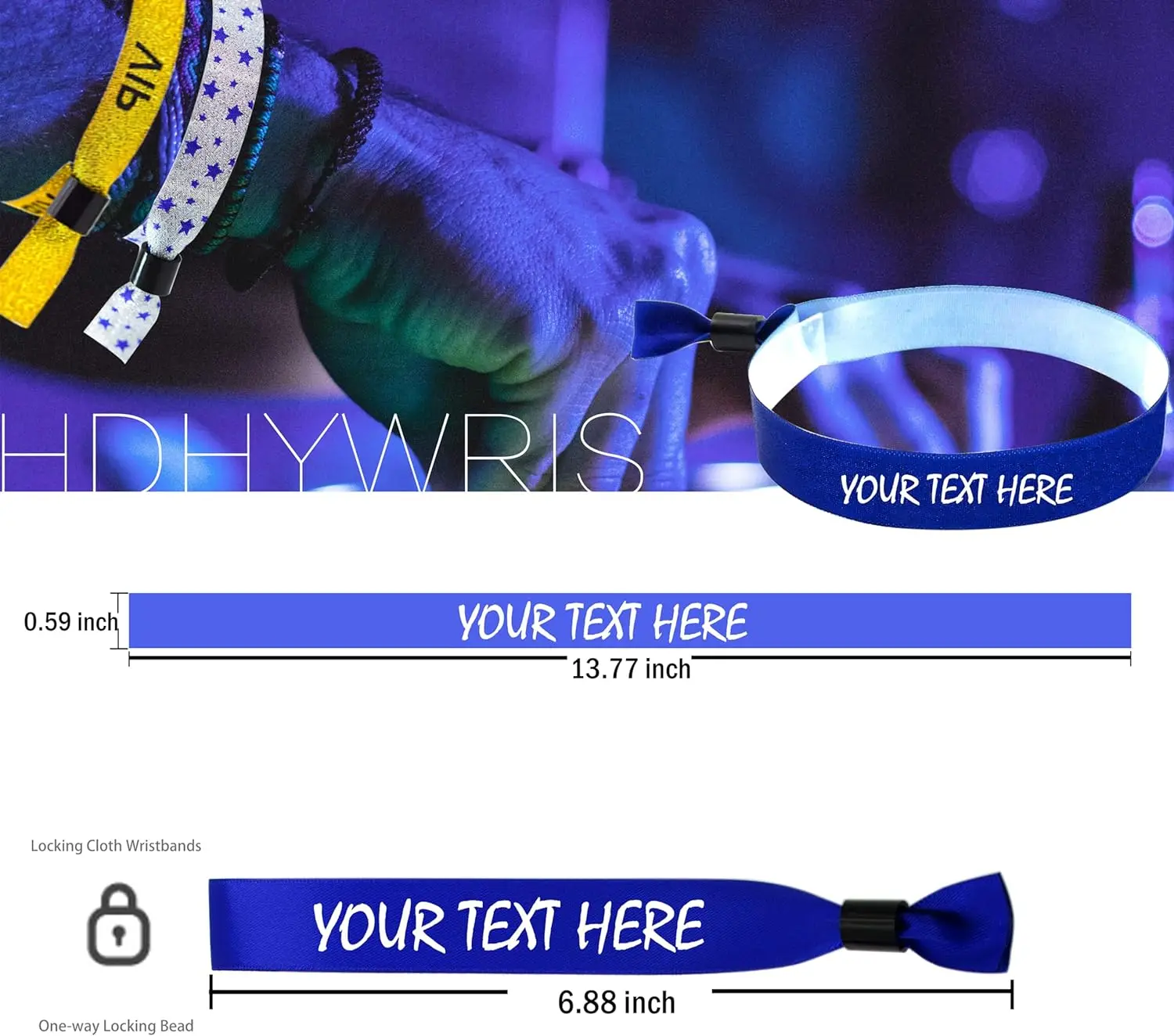 Custom Wristbands 50/100pcs Custom Personalized Wrist Bands Cloth Event Wristbands VIP Wrist for Events Disposable Wristbands Events Concert Party