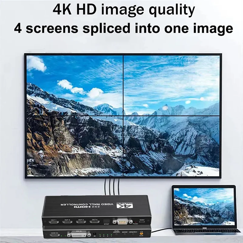 Фото Настенный видеоконтроллер 4K HDMI, настенный процессор, 2x2 HDMI DVI, 1X2 1X4 1X3 2X1 3x1 4X1, устройство для сращивания нескольких видеоэкранов №2
