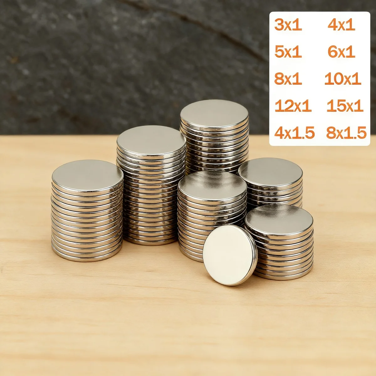 แม่เหล็กแรงสูงพิเศษ N35 แม่เหล็กกลม NdFeB แม่เหล็กนีโอไดเมียมทรงพลัง แม่เหล็กดิสก์ แม่เหล็กติดตู้เย็น ﻿   5X1 10X1 12X1 15X1 มม. 1