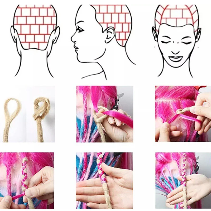 H&STAR  Synthetic 8Inch  Handmade 10strands Braids Dreadlocks  Hair Extension  Hair Black Brown Reggae Wig for Men Women