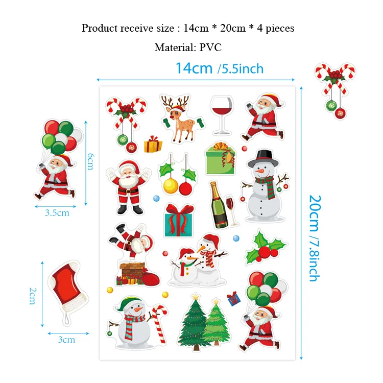 Cartoon-Weihnachtsmuster-Aufkleber Kindergeschenk Schneeflocke Weihnachtsmann DIY Party-Dekoration Neujahrs-Deko Kombinations-Aufkleber – Detail 1