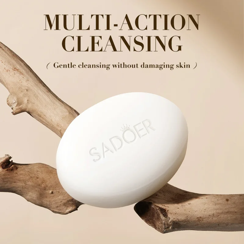 SADOER Milk Facial Soap Face Wash Foam Facial Cleanser Body Universal Moisturizing Brightening Handmade Face Soap Skin Care 4