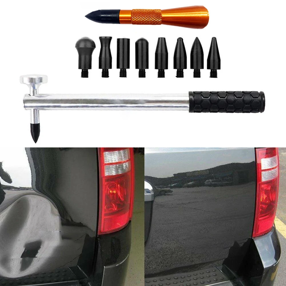 

Car Sheet Metal Dent Repair Striking Hammer With 9Pcs Heads Car Dent Repair Hammer Kits Paintless Tools Car Metal Tap Down Pen