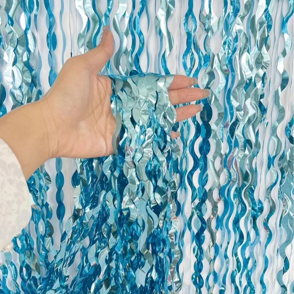장식 풍선 레인 커튼 블루 워터 리플, 결혼 기념일, 그랜트 이벤트 생일 파티 패션 액세서리, 2M X 1M-Freehip.co.kr
