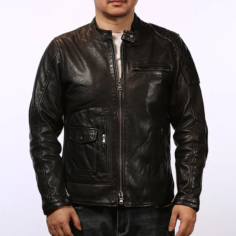 

XB1150 Asian Size Super Top Quality Heavy Genuine Japan Teacore Horse Leather Slim Classic Horsehide Stylish Rider Jacket
