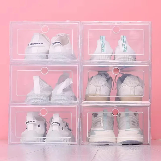 6 pièces/ensemble boîtier à chaussures en plastique Transparent boîtier à tiroir épaissi boîtes à chaussures en plastique boîte empilable organisateur de chaussures boîte à chaussures 5