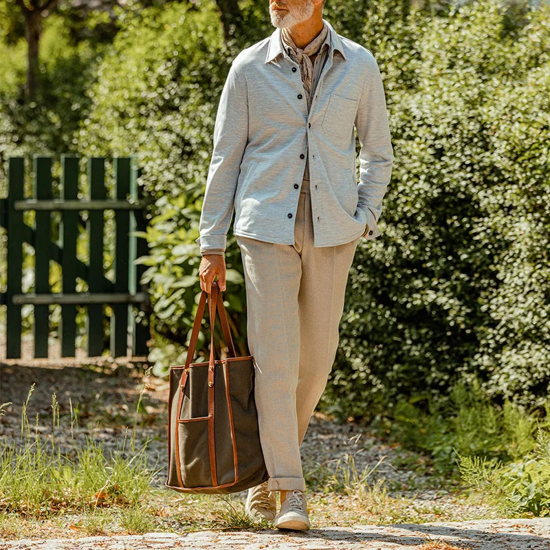 

Новинка осени 2023, Мужская одежда, модная Однотонная рубашка на пуговицах, повседневная темпераментная рубашка, Топ