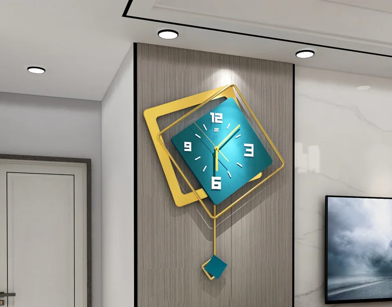 Horloge Murale à Balançoire en Diamant pour la Décoration de la Maison