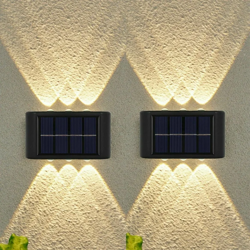 LED Solar Wall Lamp Outdoor Waterproof Solar Powered Light UP and Down Illuminate Home Garden Porch Yard Decoration led solar wall light ip65 waterproof 100 lumens up and down illuminate solar lamp for garden porch garage courtyard gate