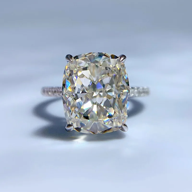 

Shining U S925 Silver High Carbon Diamond 10*12mm Ring for Women Fine Jewelry Weding Engagement