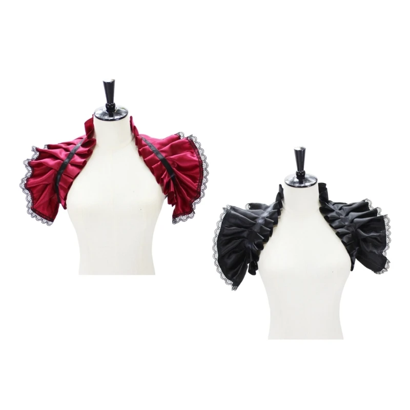 

Unisex Vintage Victorian Ruffled Shrug Shawl Gothic Fake Collar Shoulder Wrap Capelet Steampunk Costume Jabot Cosplay Props