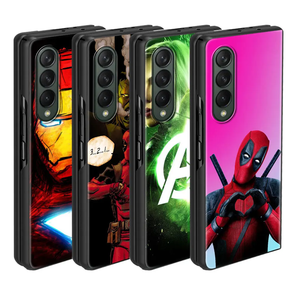 Marvel Deadpool Ironman Case Per Samsung Galaxy Z Fold5 Z Fold3 Zfold3 Z Fold4 5G Zfold4 Z Fold 4 Z Fold Luxury Black Cover