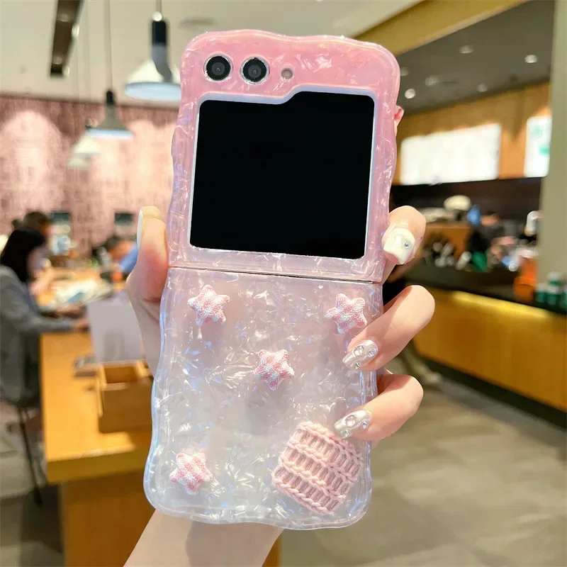 Custodia Per Telefono Shell Star Heart Per Samsung Galaxy Z Flip 3 Z Flip 4 Z Flip 5 Cover Posteriore Rigida Per Pc Per Custodia Zflip5