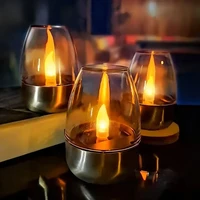 LED Solar Candles Light Flameless Rechargeable Night Light For Wedding Party Garden Decor Outdoor Waterproof Solar Candles Lamp 2