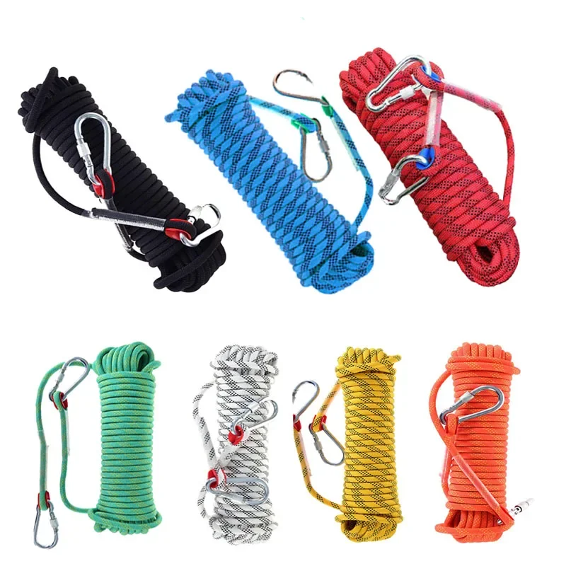 10-50M Climbing Rope 12MM Outdoor Emergency Set Static Rescue Rock Rappelling Tree Arborist Sling High Strength Cord Safety Rope