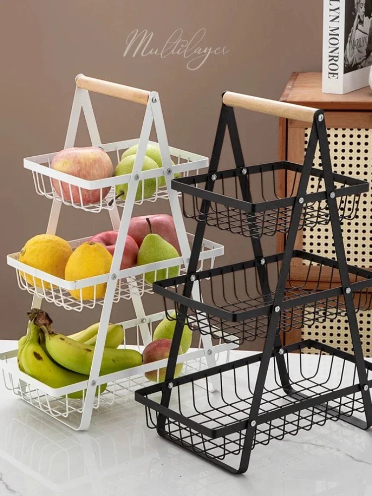 

Portable Living Fruits Basket Organizer Room Vegetable Storage Shelf Home Fruit Snacks Countertop Kitchen