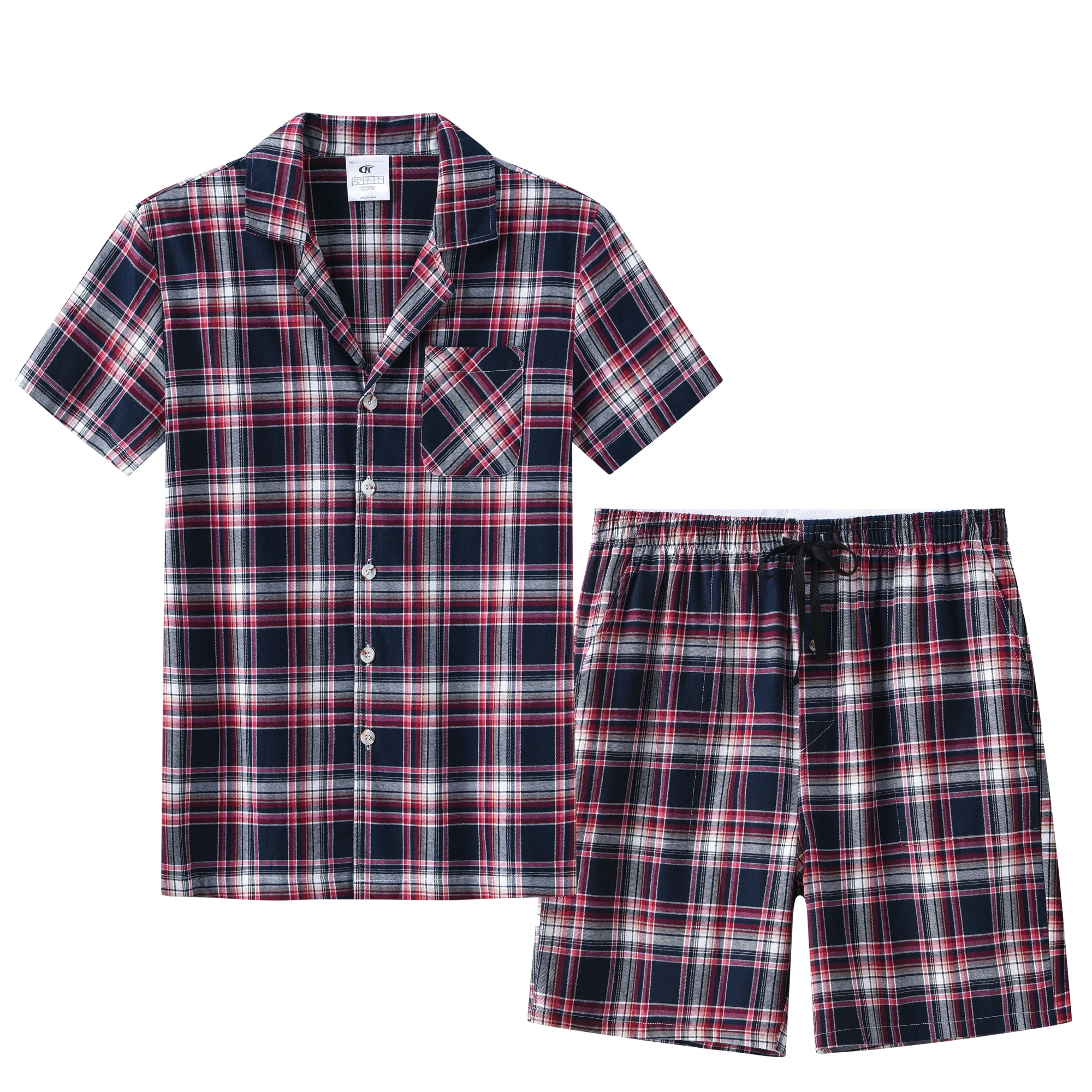 Men Summer Short Pajama Set 2Pcs Cotton Breathable Crop Pajama Short Sets Bottoms & Tops Cozy Suit for Home Outdoor pajama sets