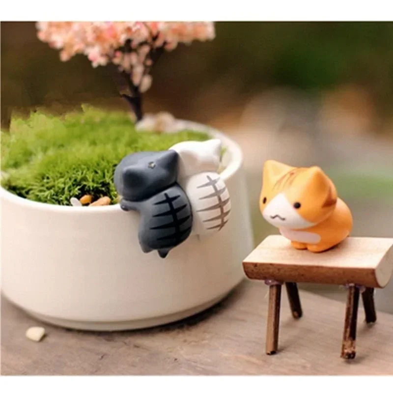Funny Neko Atsume  Meow Mochi Dango Cat Flower Pot Micro Landscape Mini Doll  Balcony Decorations Flower Pot Home Decor