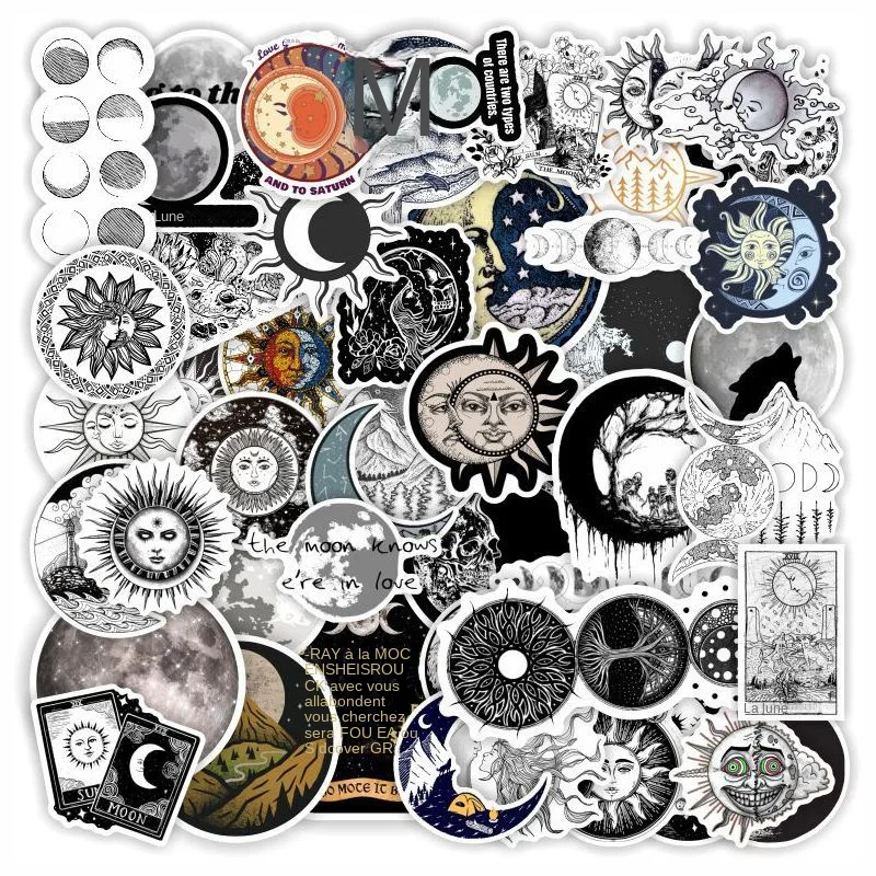 

10/30/50Pcs Cool Witch Moon Gothic Cartoon Stickers Aesthetic Art Decals Scrapbook Laptop Guitar Phone Graffiti Sticker Kids Toy