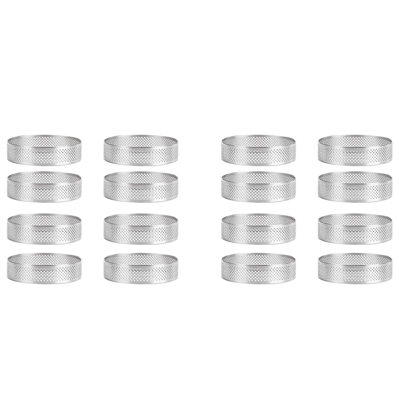 

Hot 16Pcs Stainless Steel Tart Ring, Cake Mousse Ring Round Double Rolled Tart Ring Metal Mold, 8 Pcs 10Cm & 8Pcs 6Cm