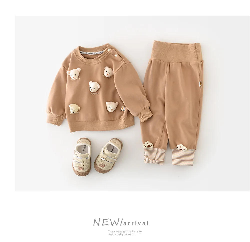 Description Picture 5 of itemBaby Clothing Set 2025 Spring New Five Bear Head Boy's Suit Newborn Cartoon Two-piece Set Sweater+pant
