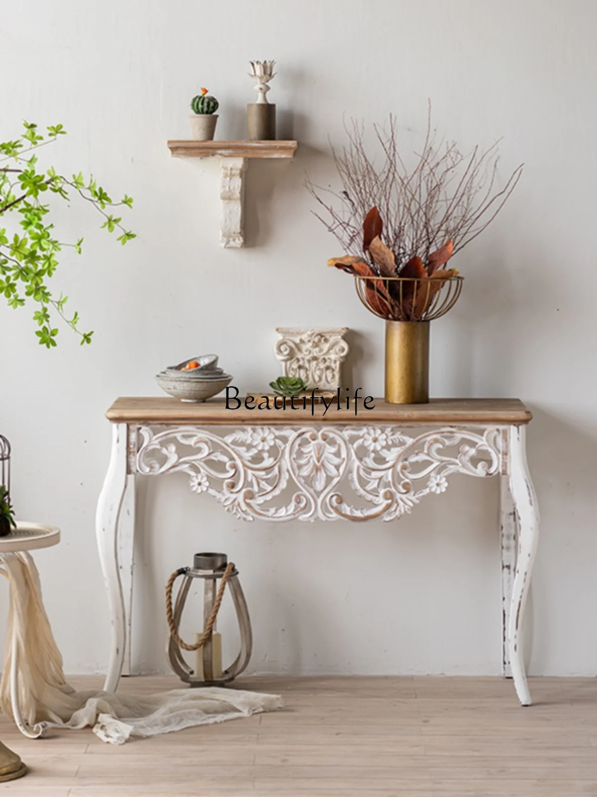 

Твердые деревянные американские ретро домашние резьбы состаренные консольные столы