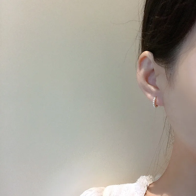 100% S925 sterling silver earrings for women fashion pearl hoop earring for girls fine jewelry for women small ear accessories