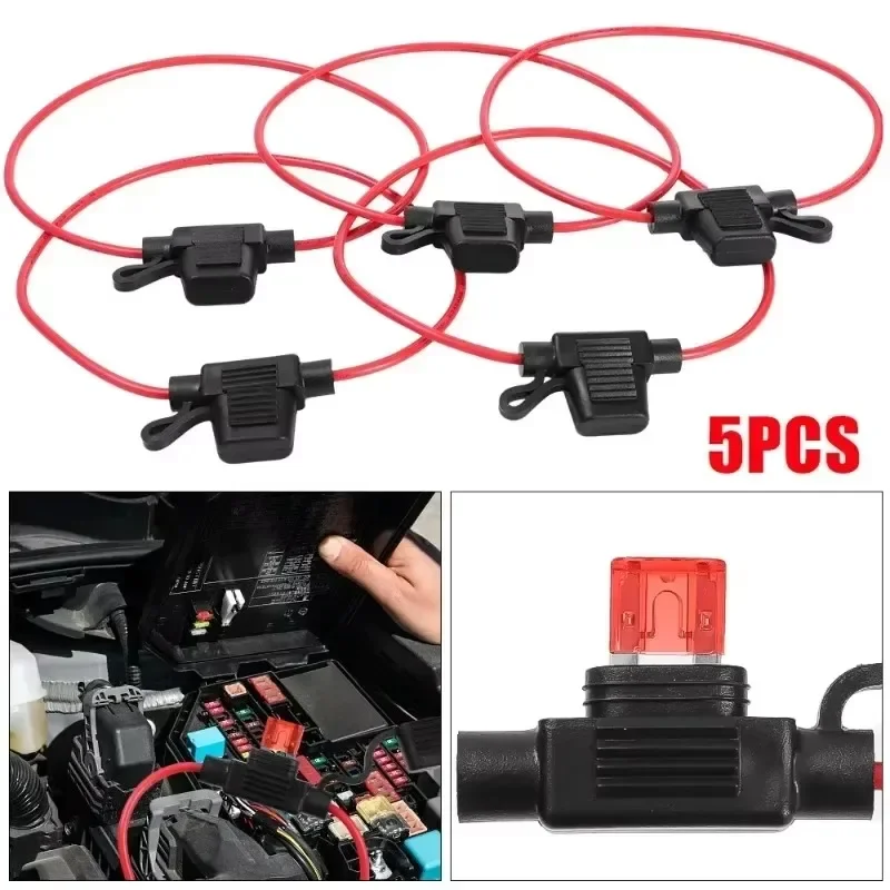 Car Fuse Holder with Fuse Insert Mini Blade Waterproof Sealed Box Car Fuses Socket in Line Cutoff Switch Adapter