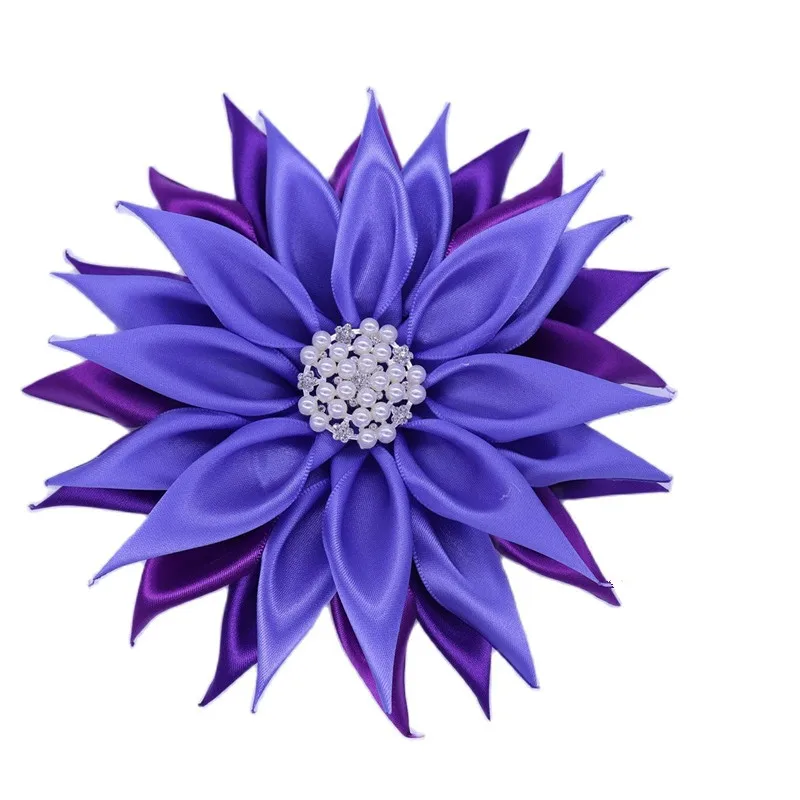 

Sun Flower Design Silk Ribbon Flower Corsage Design Purple Violet Dear Delta Pin Brooch For Lady