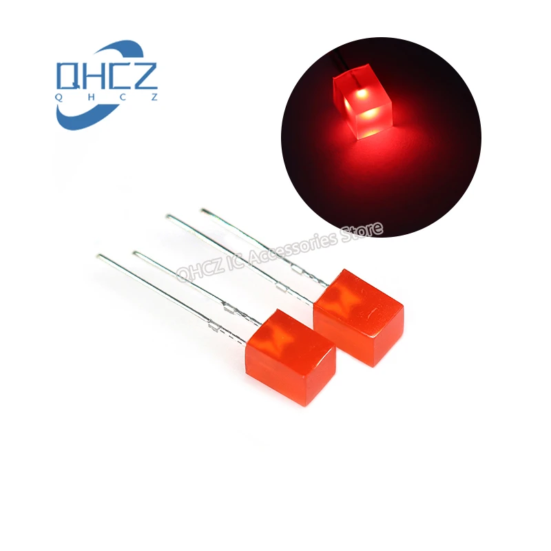 100pcs 5X5X7 스퀘어 led 에메랄드 그린/레드/옐로우 라이트 5*5*7 에메랄드 그린 LED 발광 다이오드 램프 비즈 스퀘어 다이오드