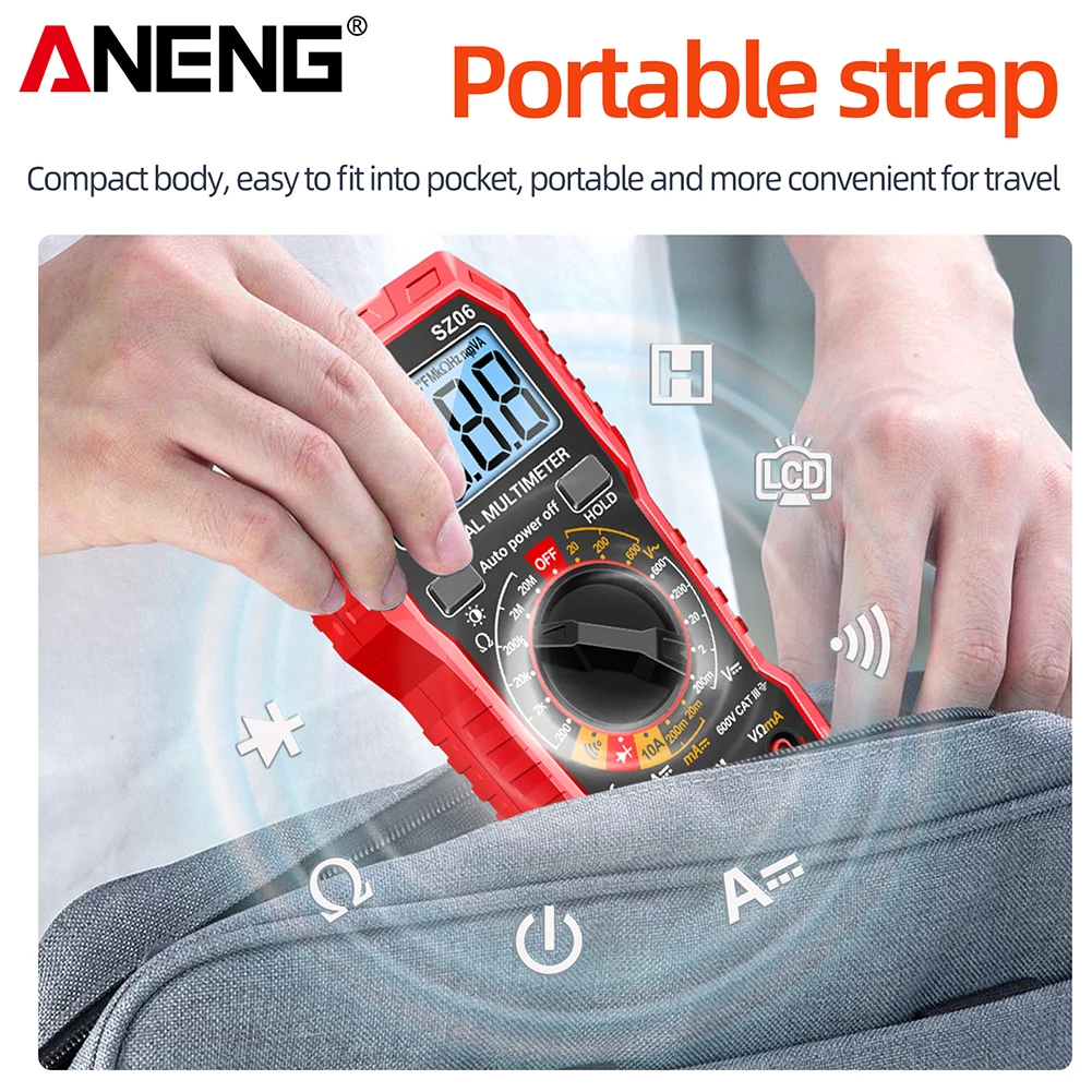 Digital Multimeter Intelligent Multimeter 2000 Counts Voltage Detector LCD Backlit Automatic Shutdown Handheld for Electrician