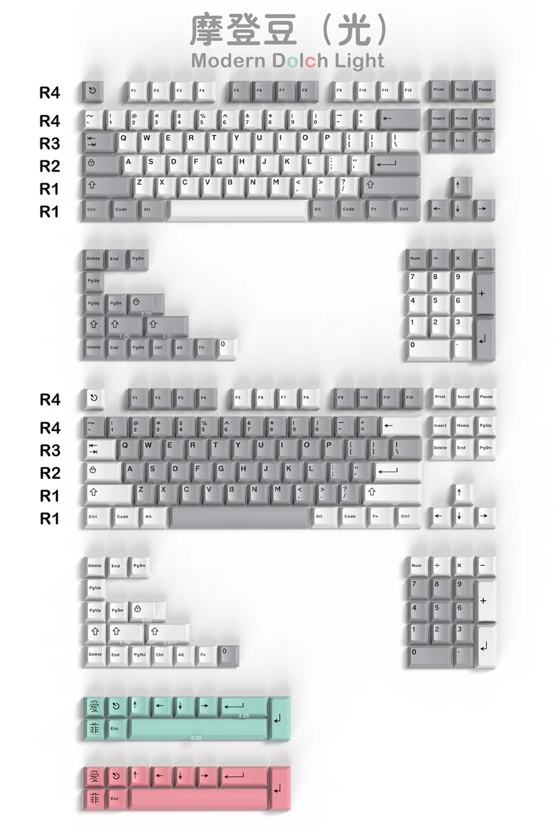 Chaves Conjunto Aifei Icon Gmk Moderno Dolch Luz Keycaps Abs Duplo Tiro Chave Tampões Cherry Perfil Keycap para 61 64 68 84 87 96 264 - Imagem 4