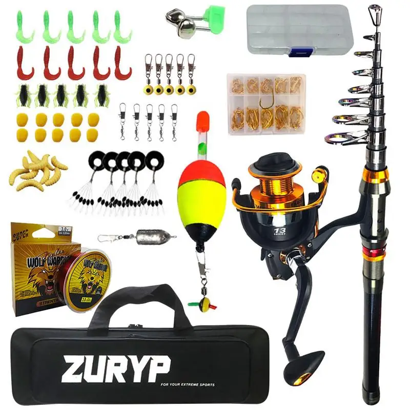 

Telescopic Fishing Pole Kit Fishing Reel Kit Portable Ready-to-go Fishing Gear Set Lightweight Rod Tackle Kits For Beginner