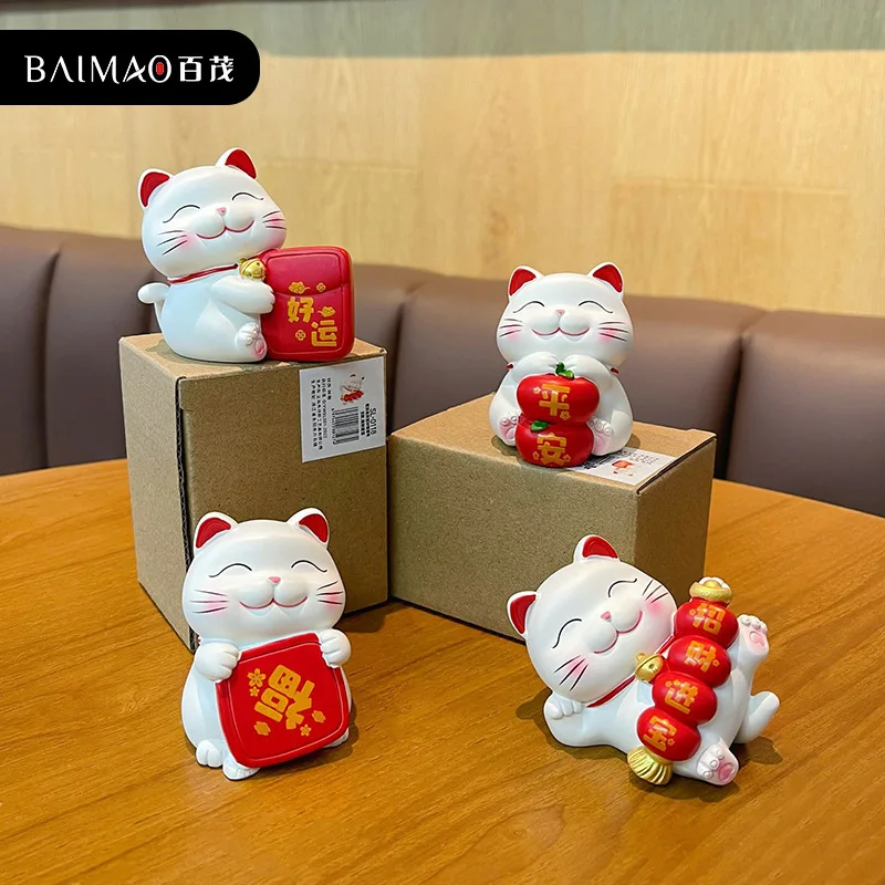 Cute Maneki Neko Pvc Lucky Kawaii Doll Money Cat For Children Character Home Car Decoration Display