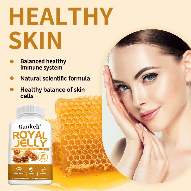 Royal Jelly Capsules Nourishes skin helps cardiovascular health energy immunity antioxidant support