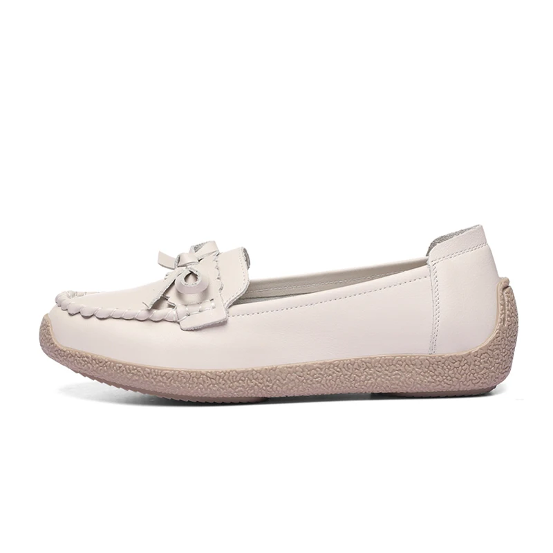 Flat bottomed women's shoes women's leather Slip on casual shoes