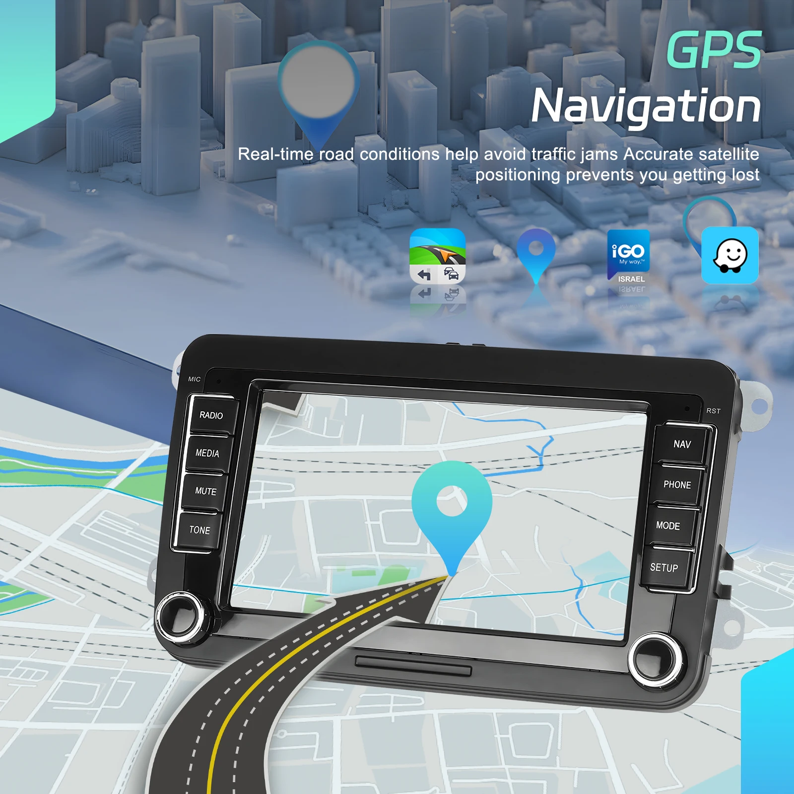 Radio Estéreo para Auto Podofo 6+128G Android 2Din, Carplay, Android Auto con Receptor FM, Voz AI, DSP para VW, Seat, Skoda, PASSAT, GOLF, Navegación GPS, Autoradio 3