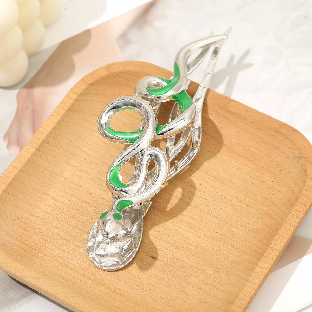 Alloy Green Snake Duckbill Clip Silver Hair Clip Hairpin For Women Ponytail Korean Barrette Headwear Hair Accessories