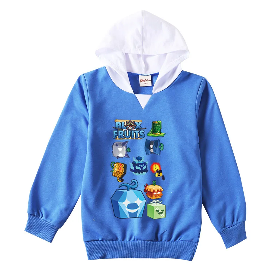 New Arrivals Kids Game Blox Fruits Shirt Girls Cartoon Hoodies Baby Boys Hooded Pullover Coats Children Long Sleeve Sweatshirts